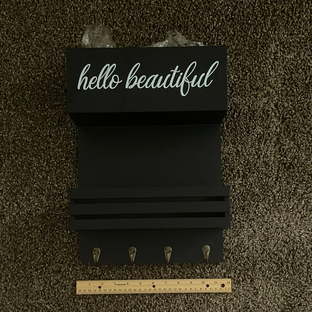 Black Wall Hair Tool Organizer with Hooks